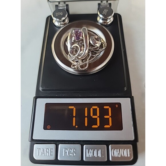 Italian 925 Sterling Silver Amethyst Scrolled Heart Pendant Necklace Vintage - Picture 10 of 10